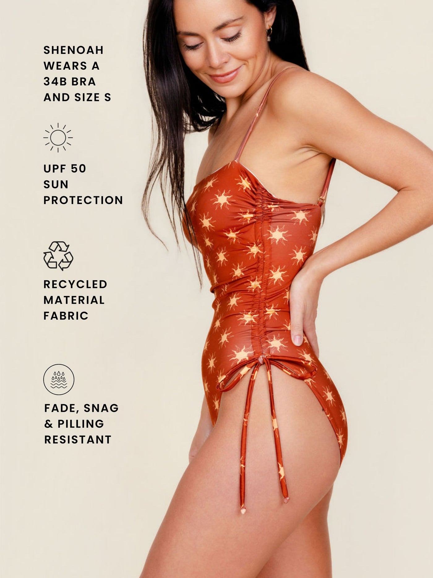 Ruched Square Neck One Piece in Solara