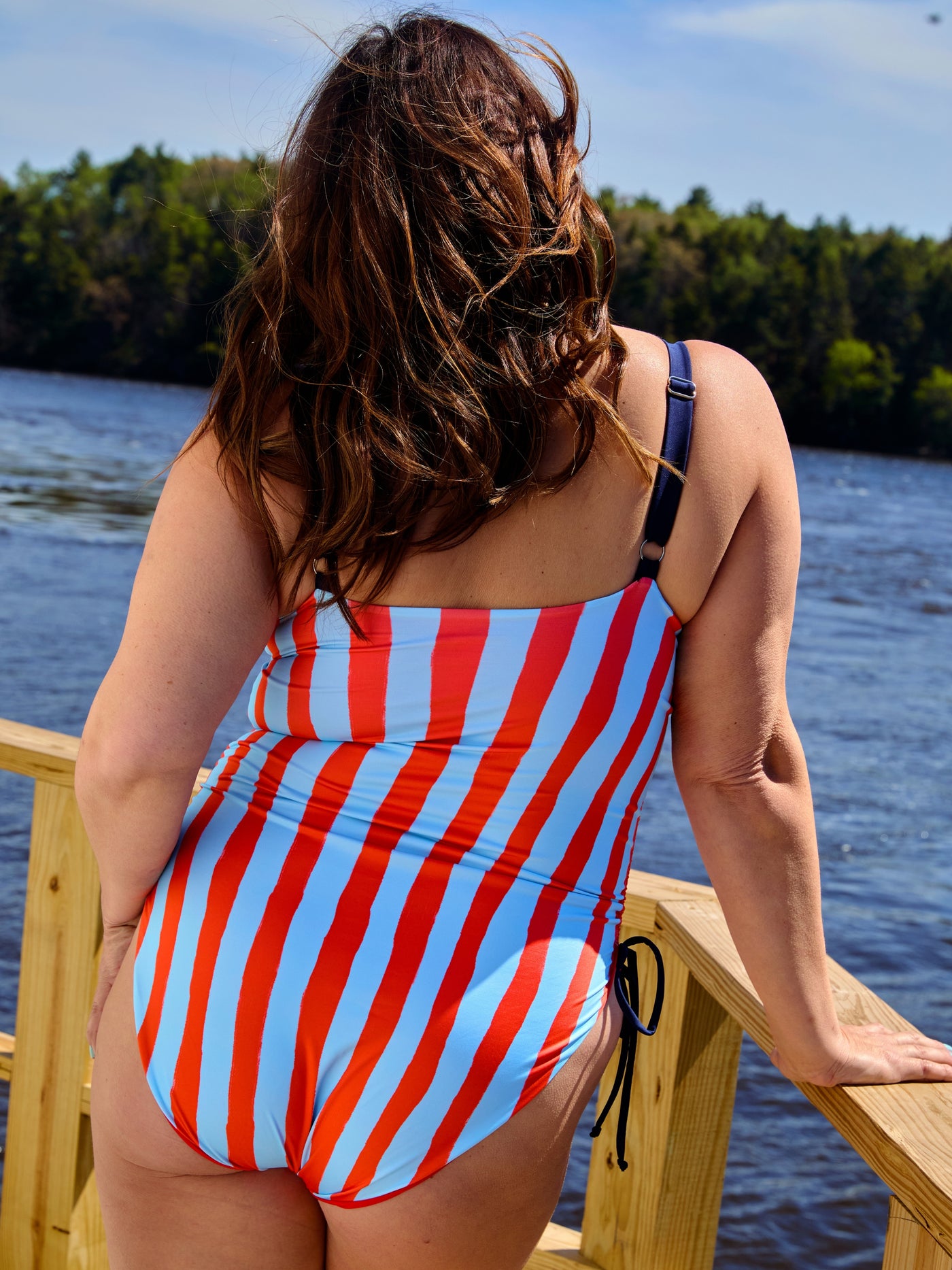 Ruched Square Neck One Piece in Elwell