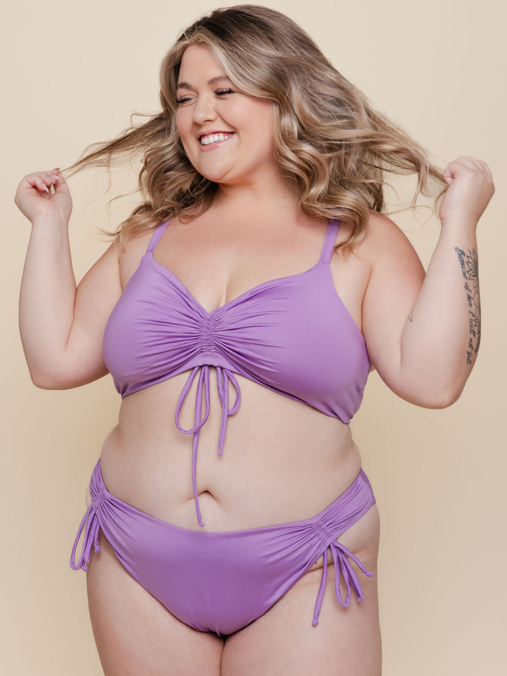 Ruched Tie Bottoms in Lilac