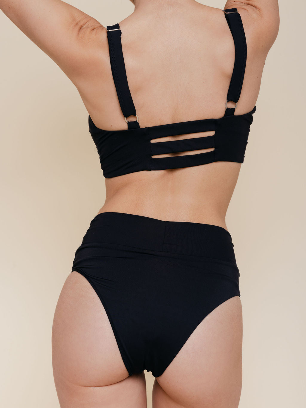 High Hip Crossover Bottoms in Black