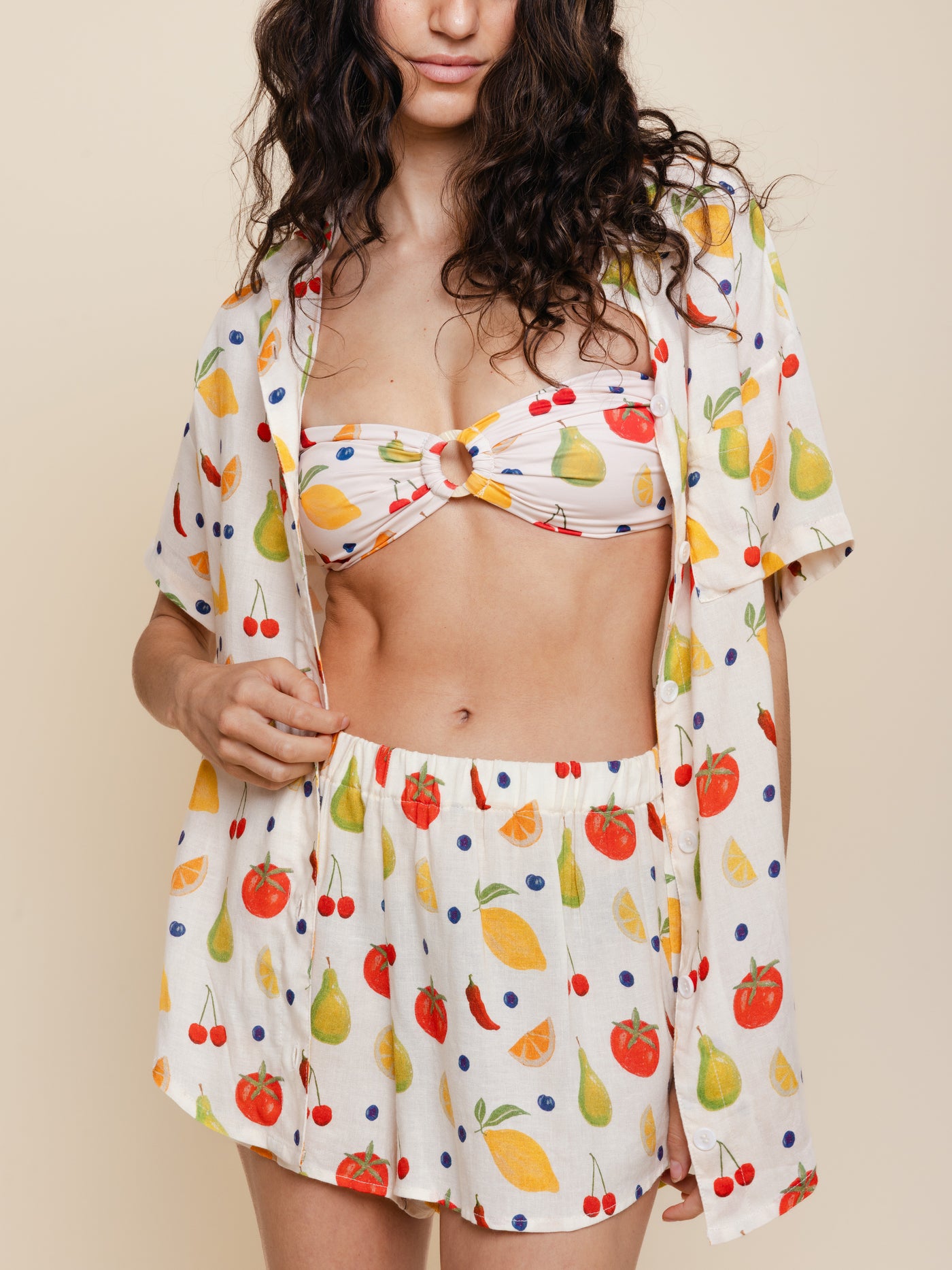 Linen Blend Cover Up Shorts in Paloma