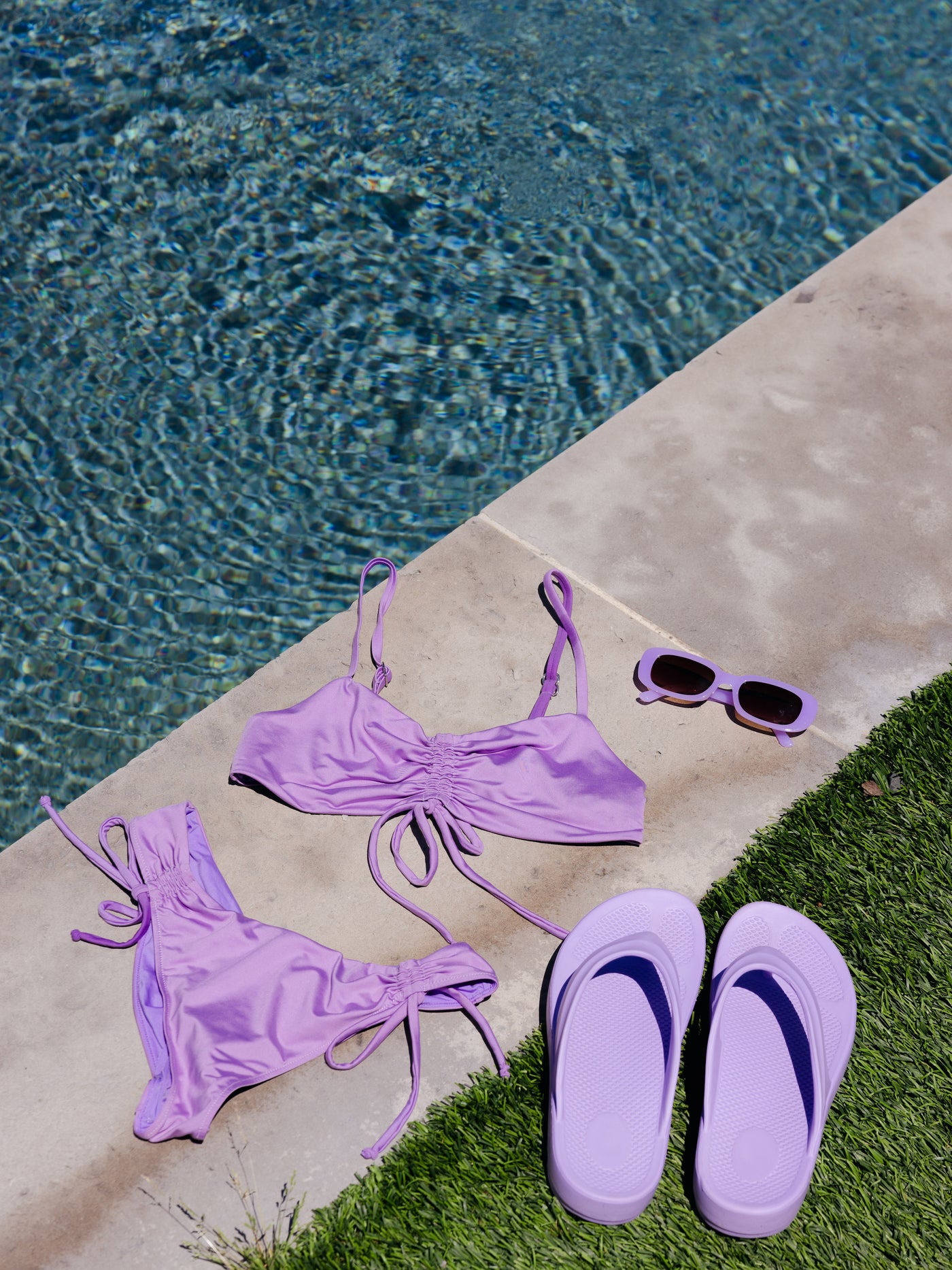 Ruched Tie Bottoms in Lilac
