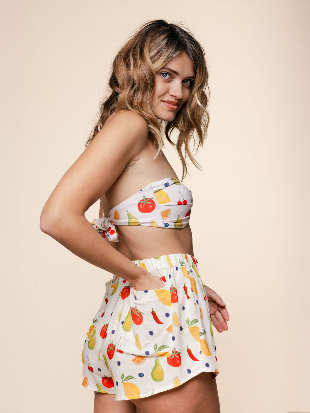 Linen Blend Cover Up Shorts in Paloma