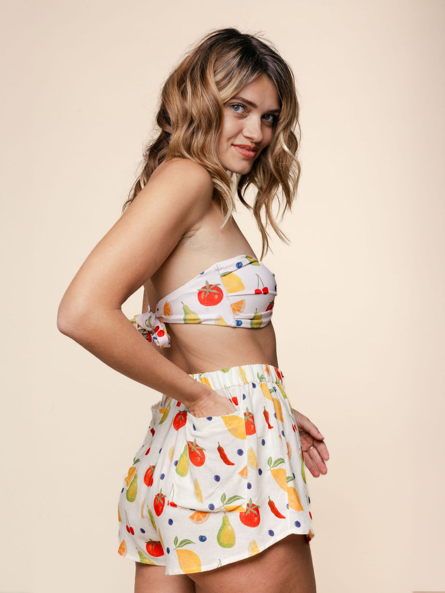Linen Blend Cover Up Shorts in Paloma