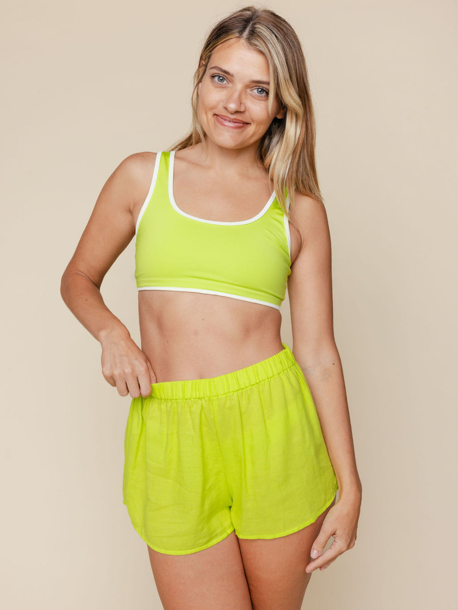 Linen Blend Cover Up Shorts in Zuma
