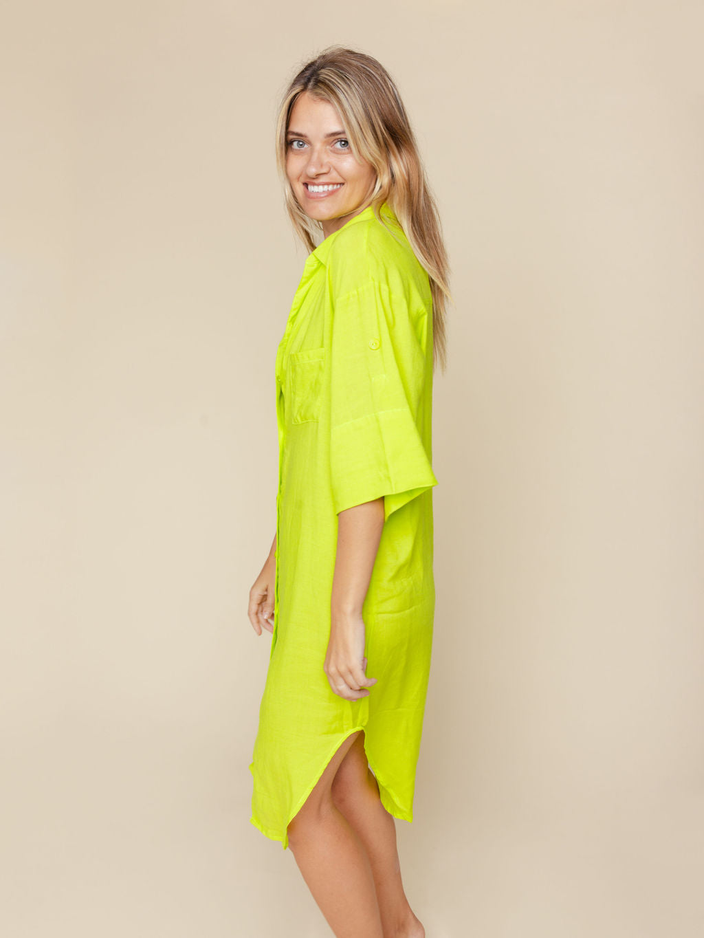 Linen Blend Cover Up Dress in Zuma