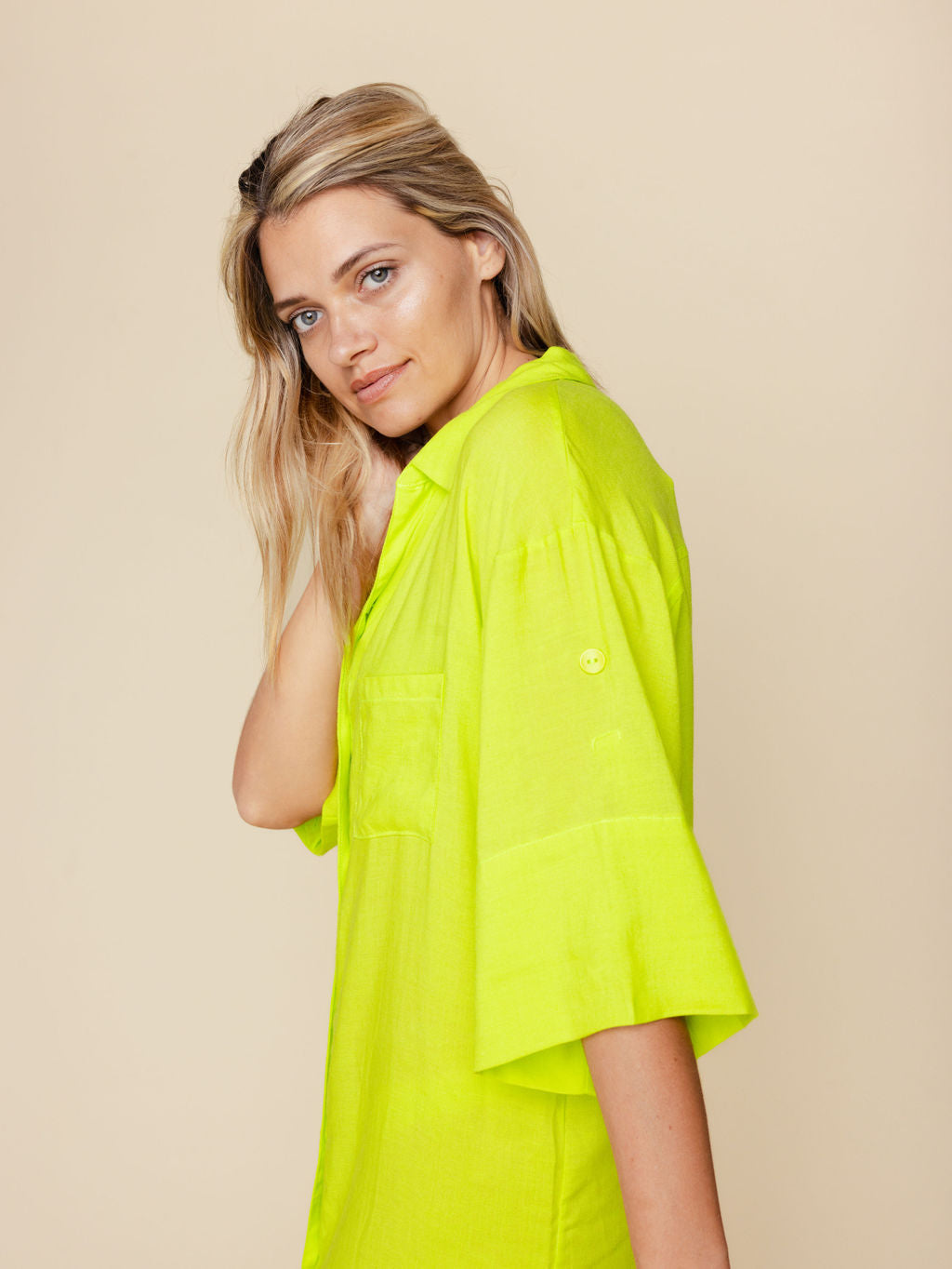 Linen Blend Cover Up Dress in Zuma