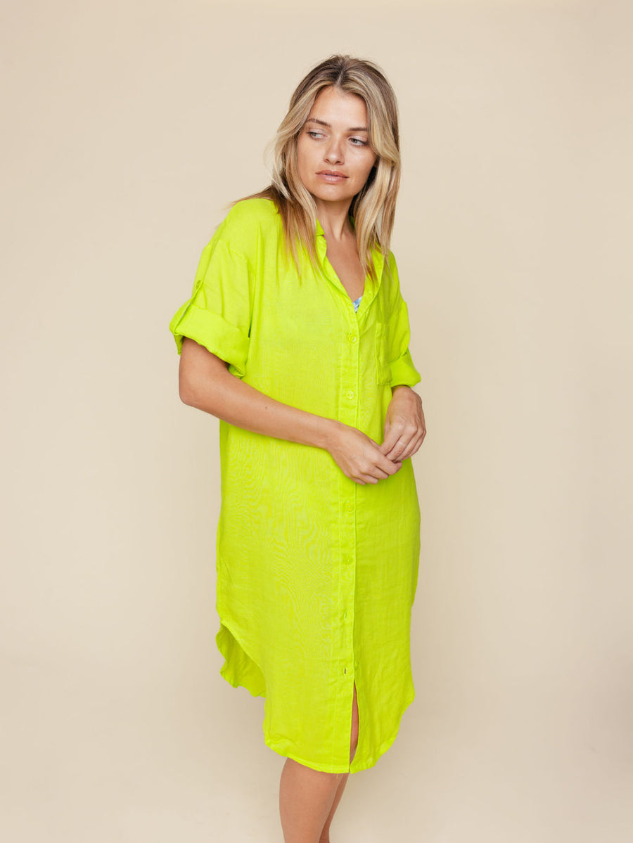 Linen Blend Cover Up Dress in Zuma