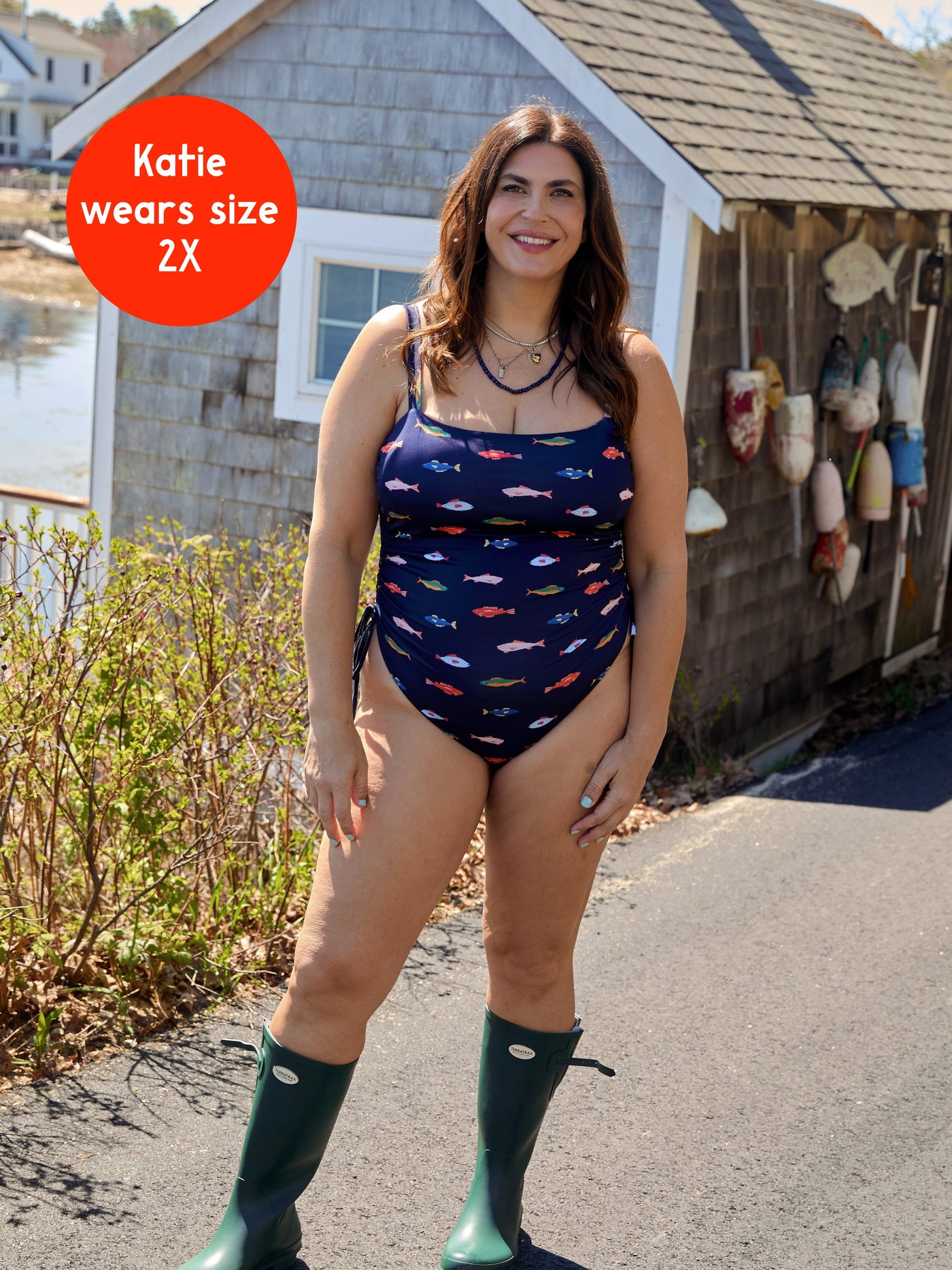 PREORDER: Ruched Square Neck One Piece in Harbor