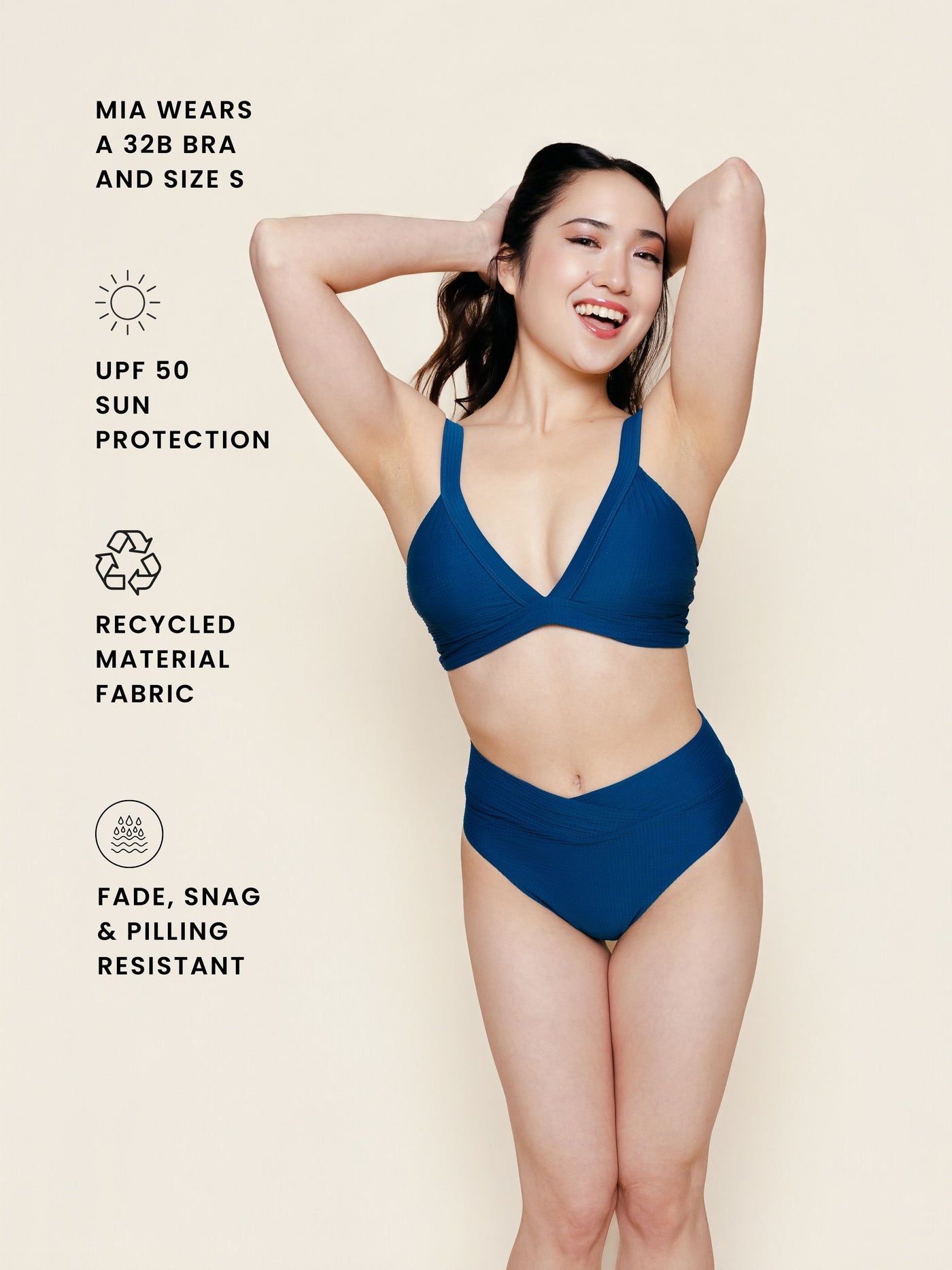 Banded Triangle Top in Navy Waffle