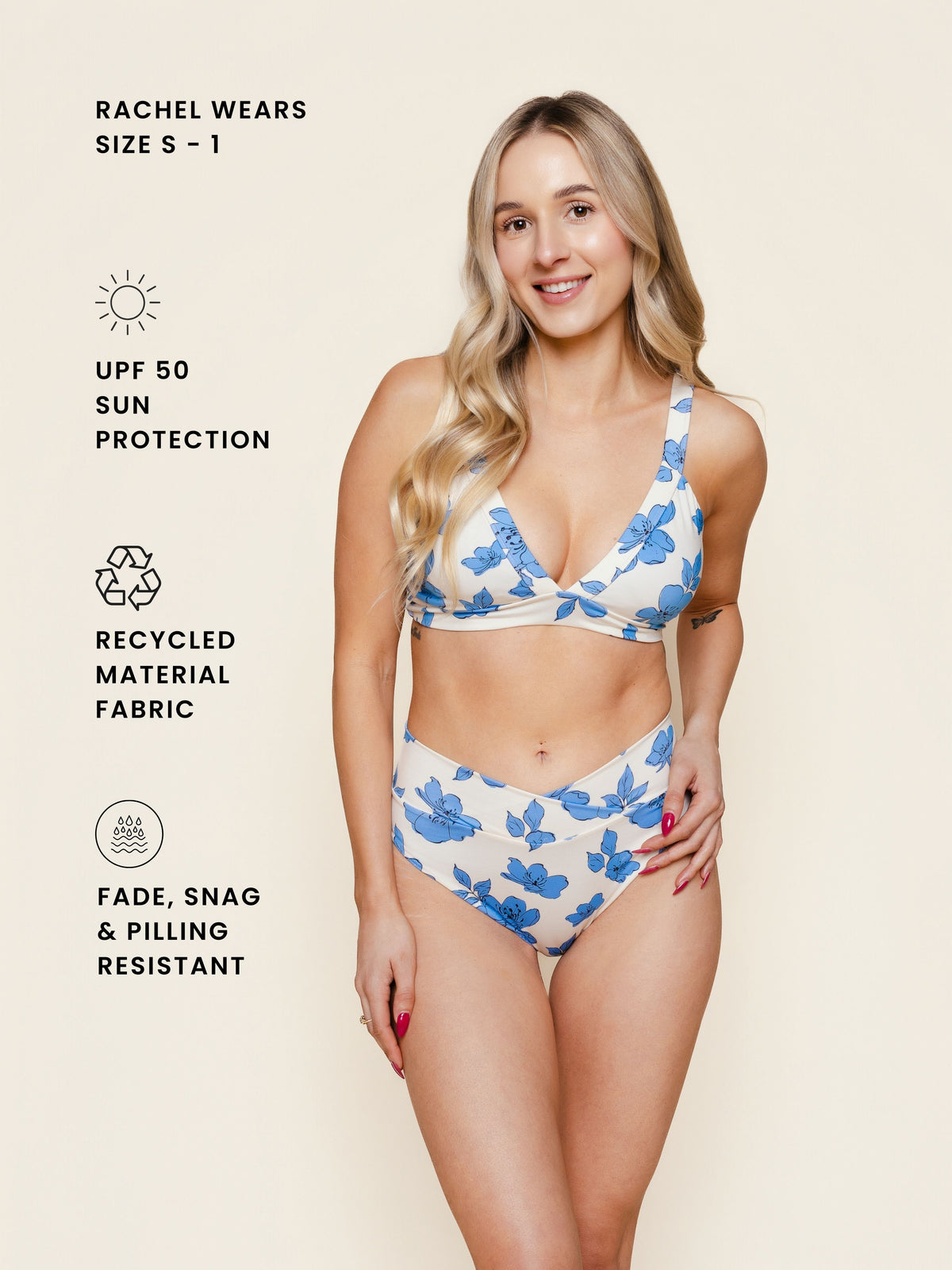 High Hip Crossover Bottoms in Blue Floral