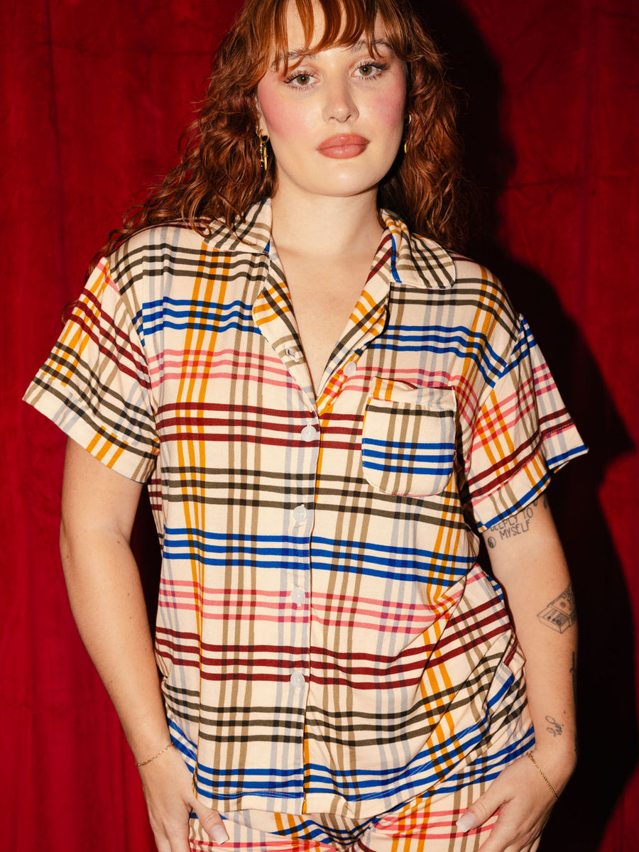 Bamboo Cozy Soft Pajama Button Down in Cheer