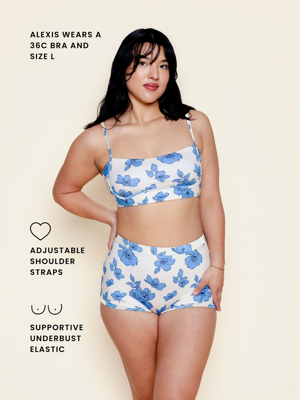 Bandeau With Piping Top in Blue Floral