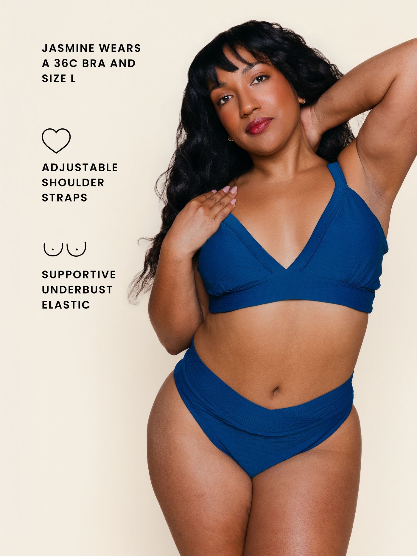 Banded Triangle Top in Navy Waffle