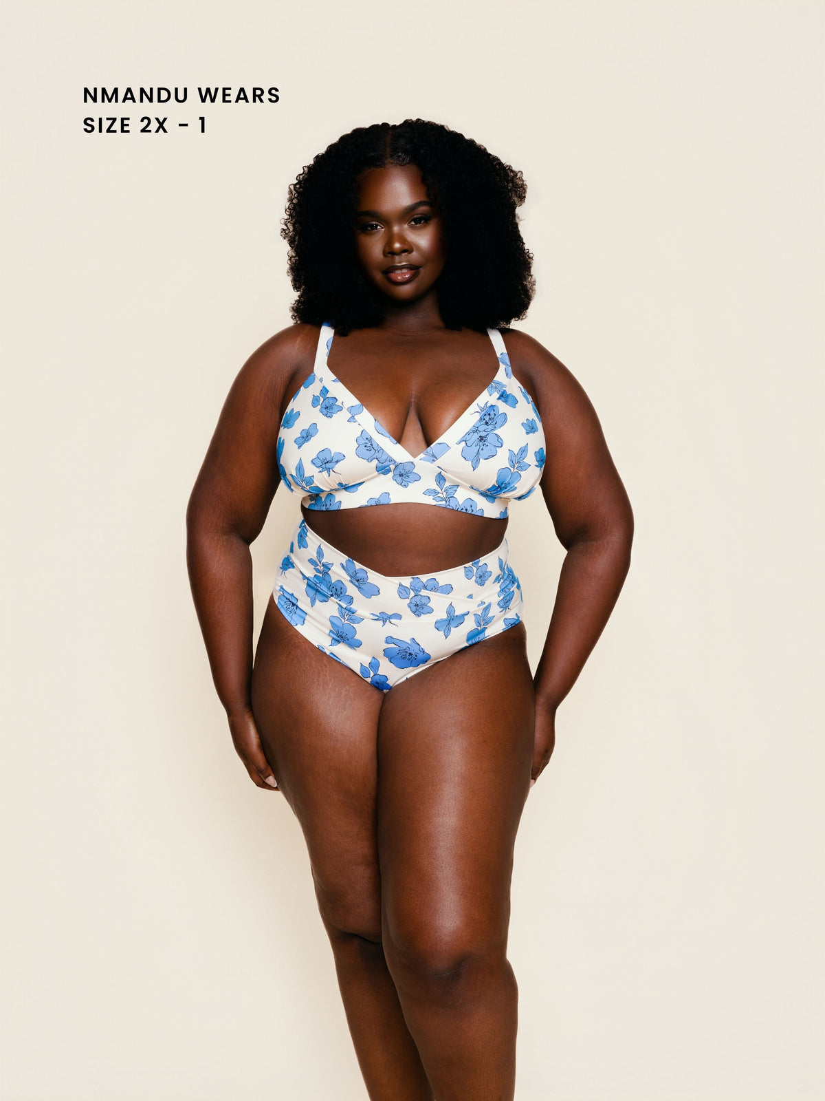 High Hip Crossover Bottoms in Blue Floral