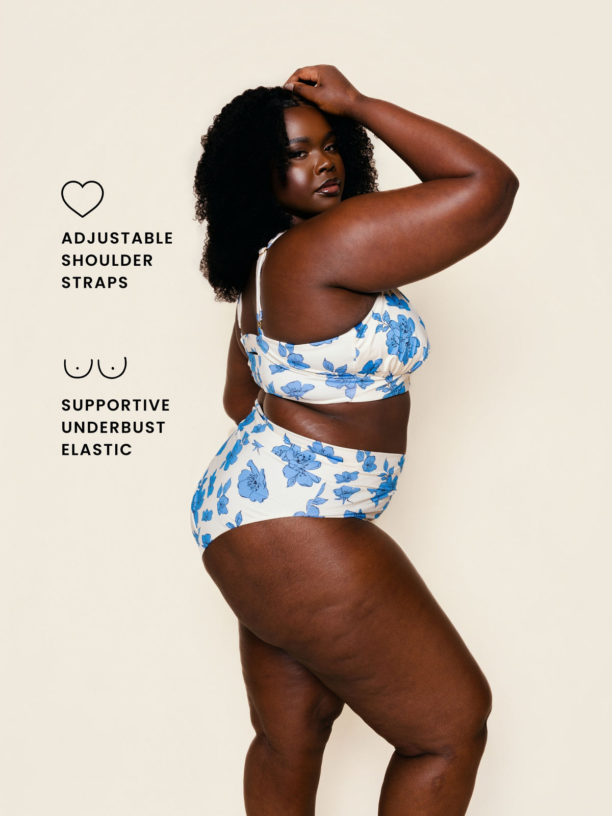 Banded Triangle Top in Blue Floral