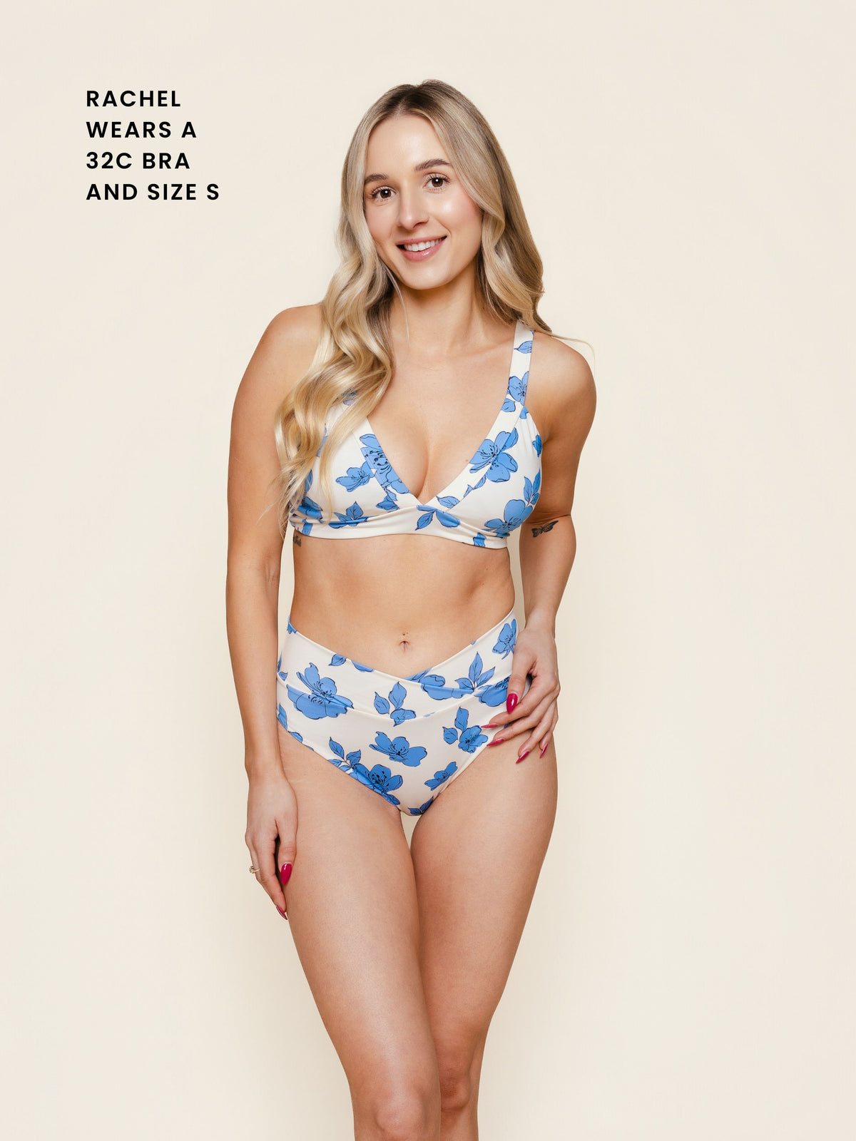 Banded Triangle Top in Blue Floral