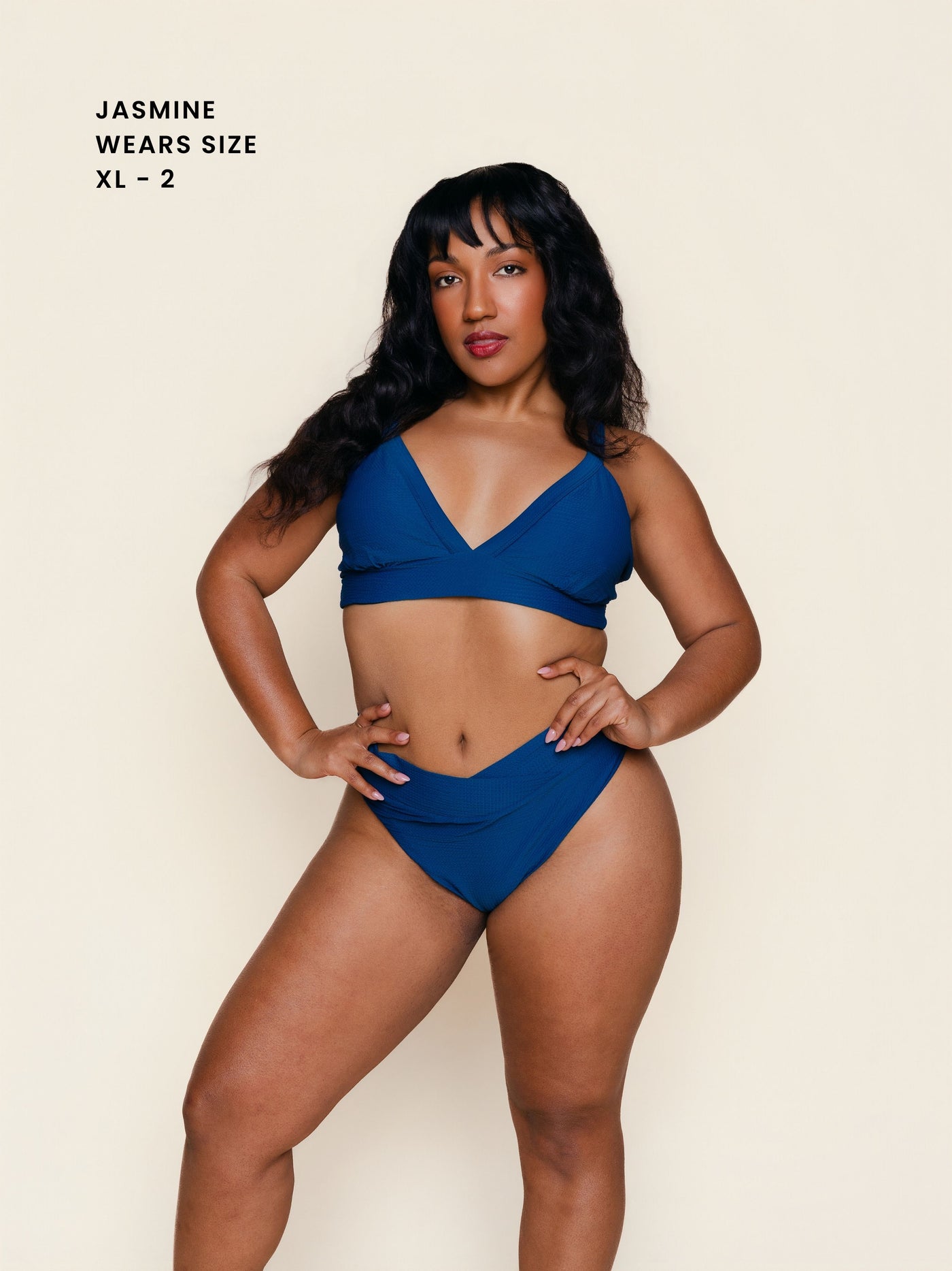 High Hip Crossover Bottoms in Navy Waffle
