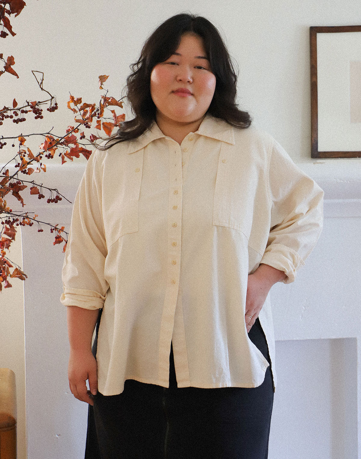 Collared Shirt in Oat Milk