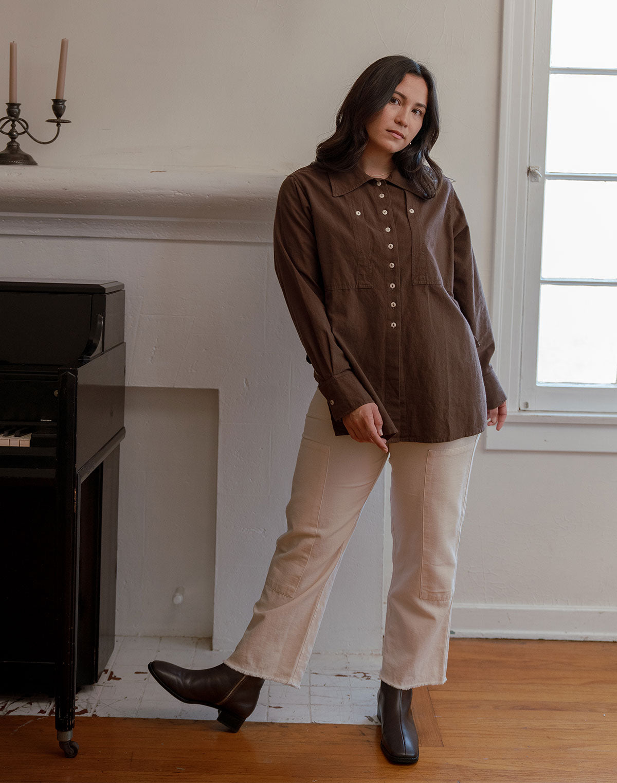 Collared Shirt in Chocolate