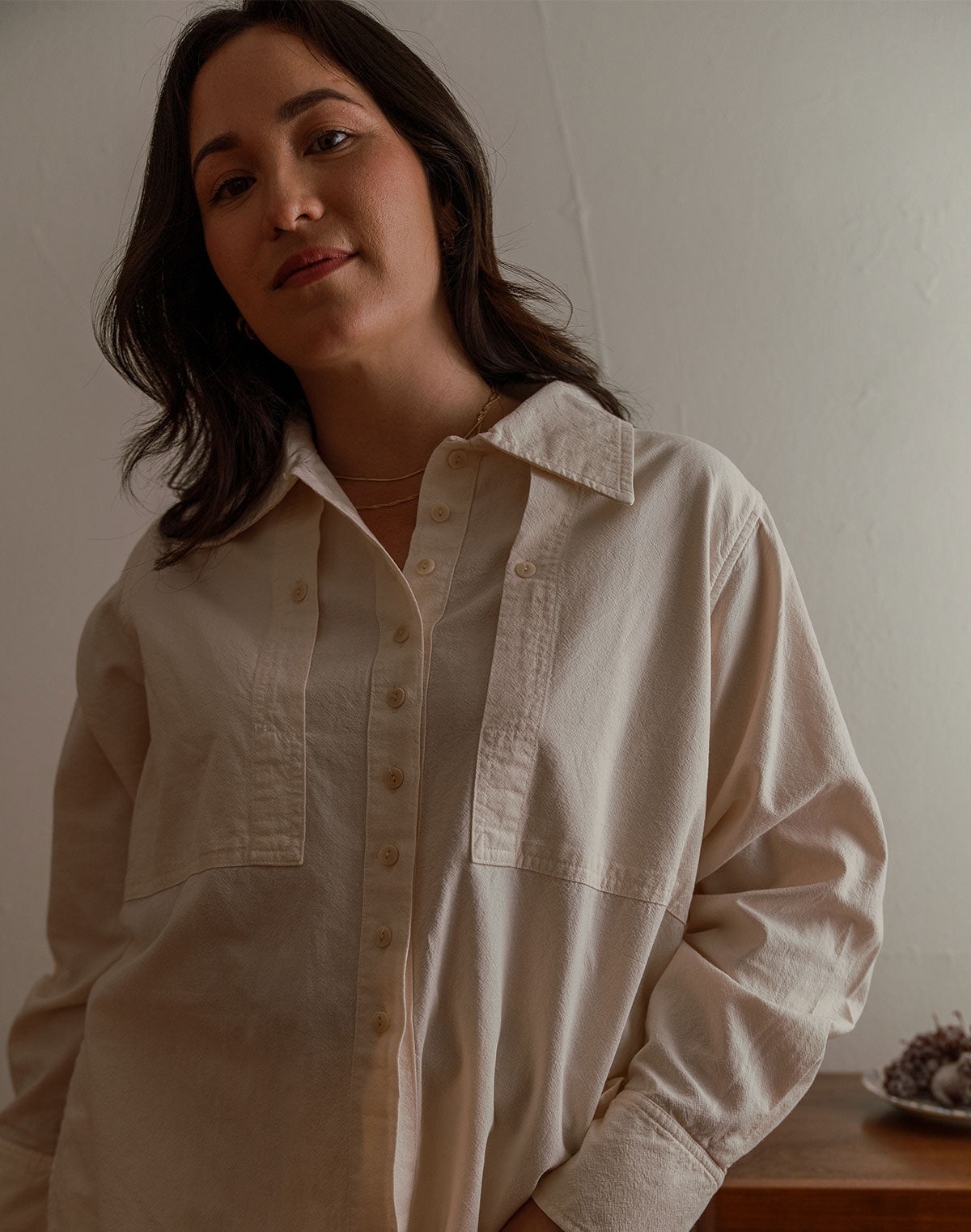Collared Shirt in Oat Milk