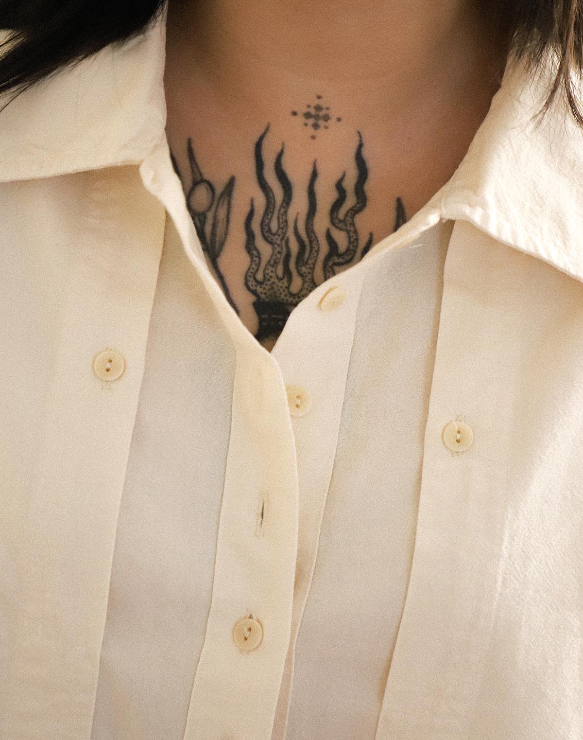 Collared Shirt in Oat Milk