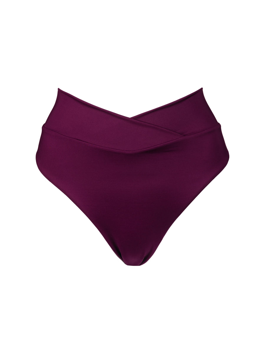 High Hip Crossover Bottoms in Sangria