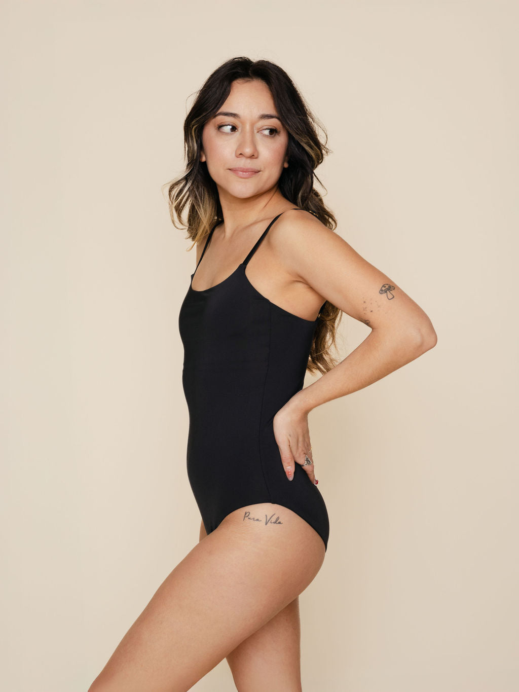Shelf Bra One Piece in Black