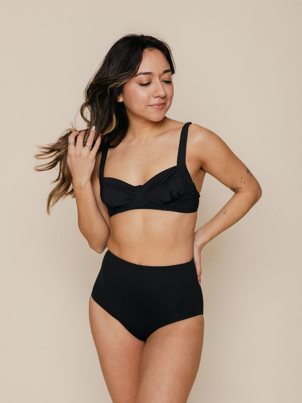 High Waisted Full Coverage Bottoms in Black