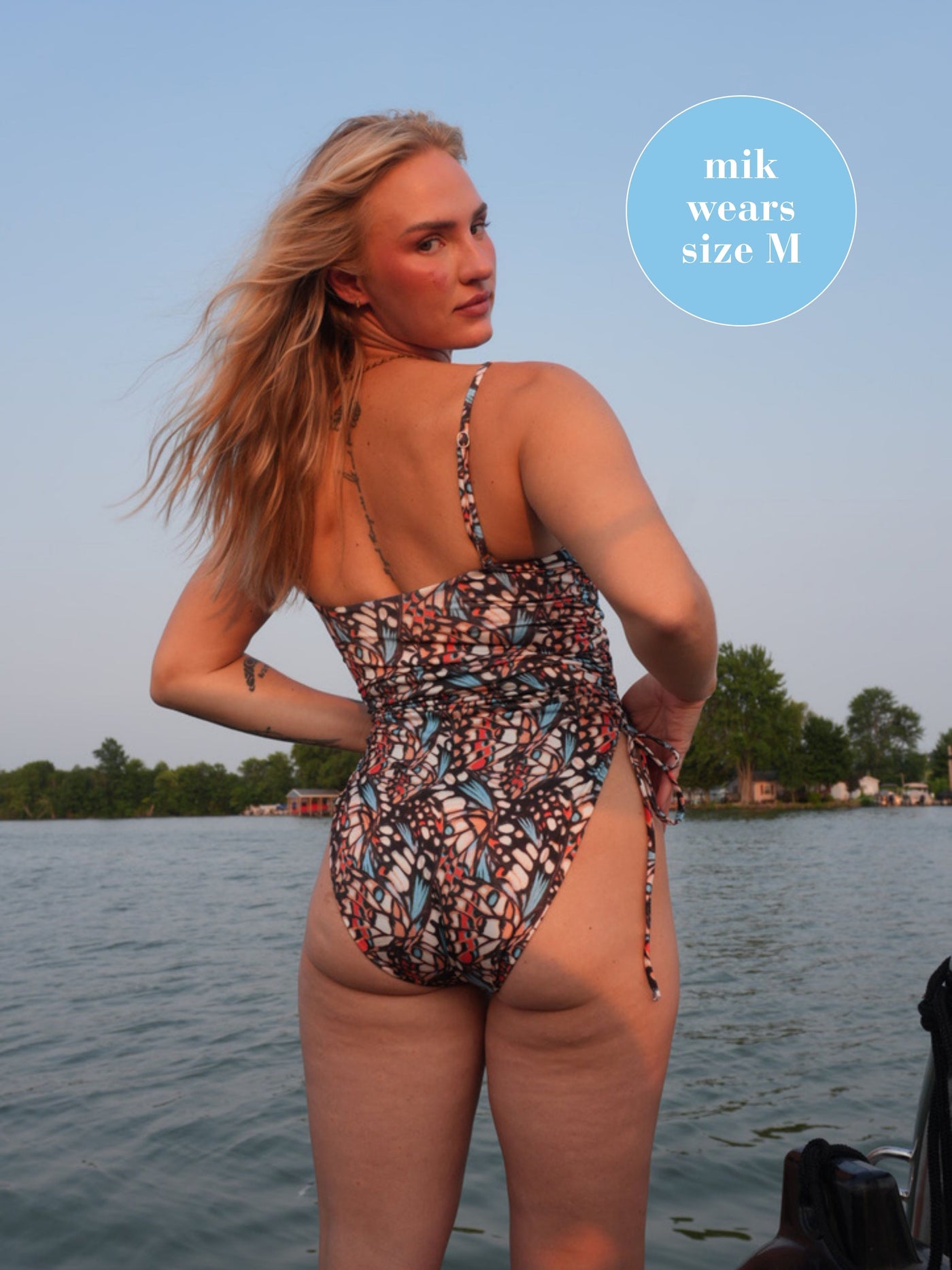 Ruched Square Neck One Piece in Mik