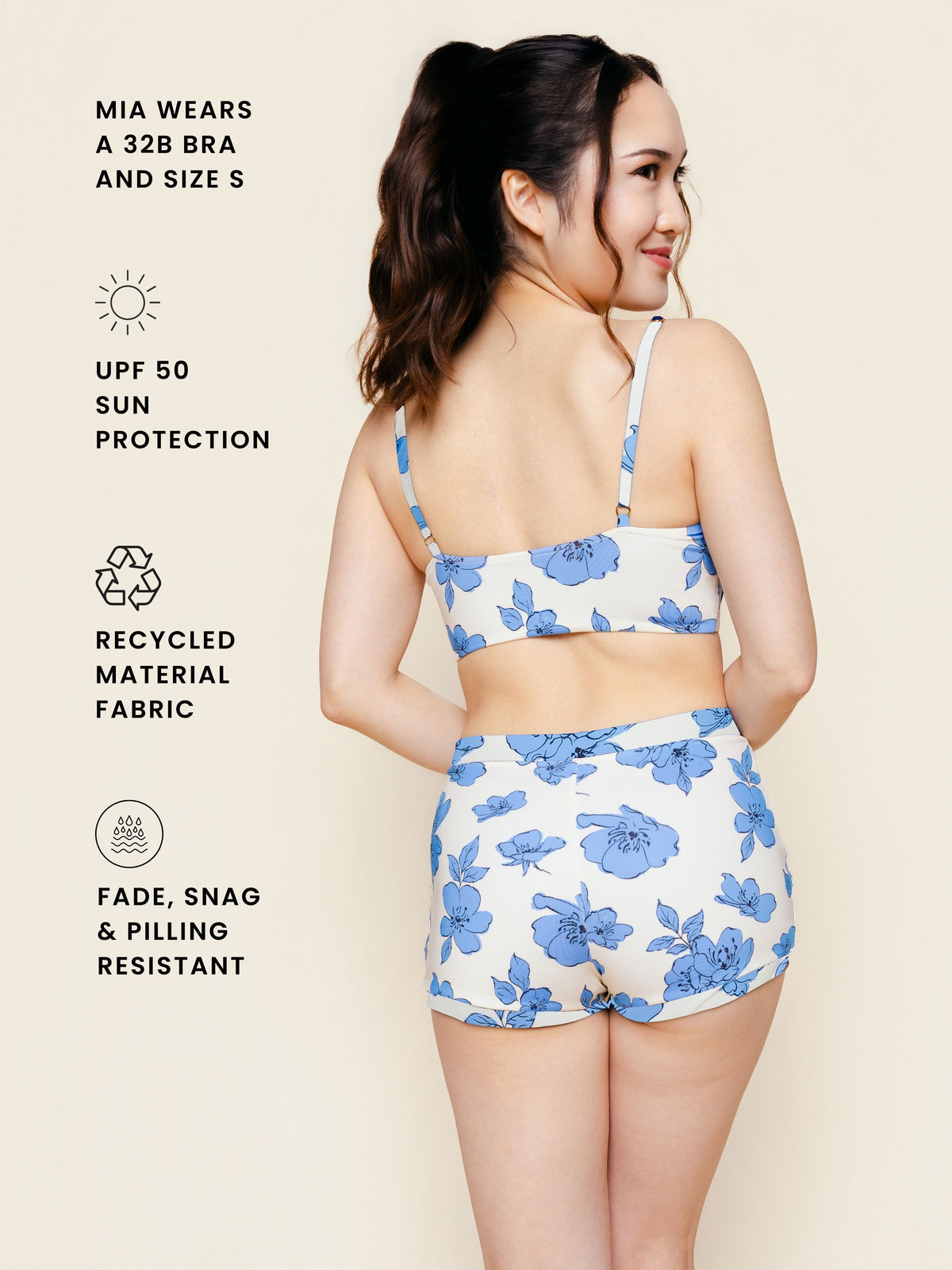 Bandeau With Piping Top in Blue Floral