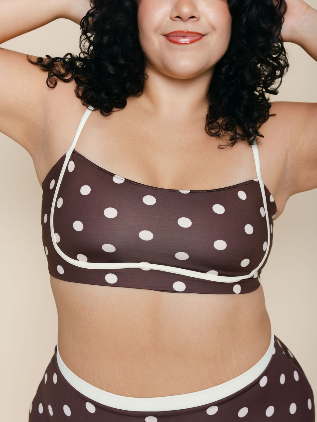 Bandeau With Piping Top in Brandy
