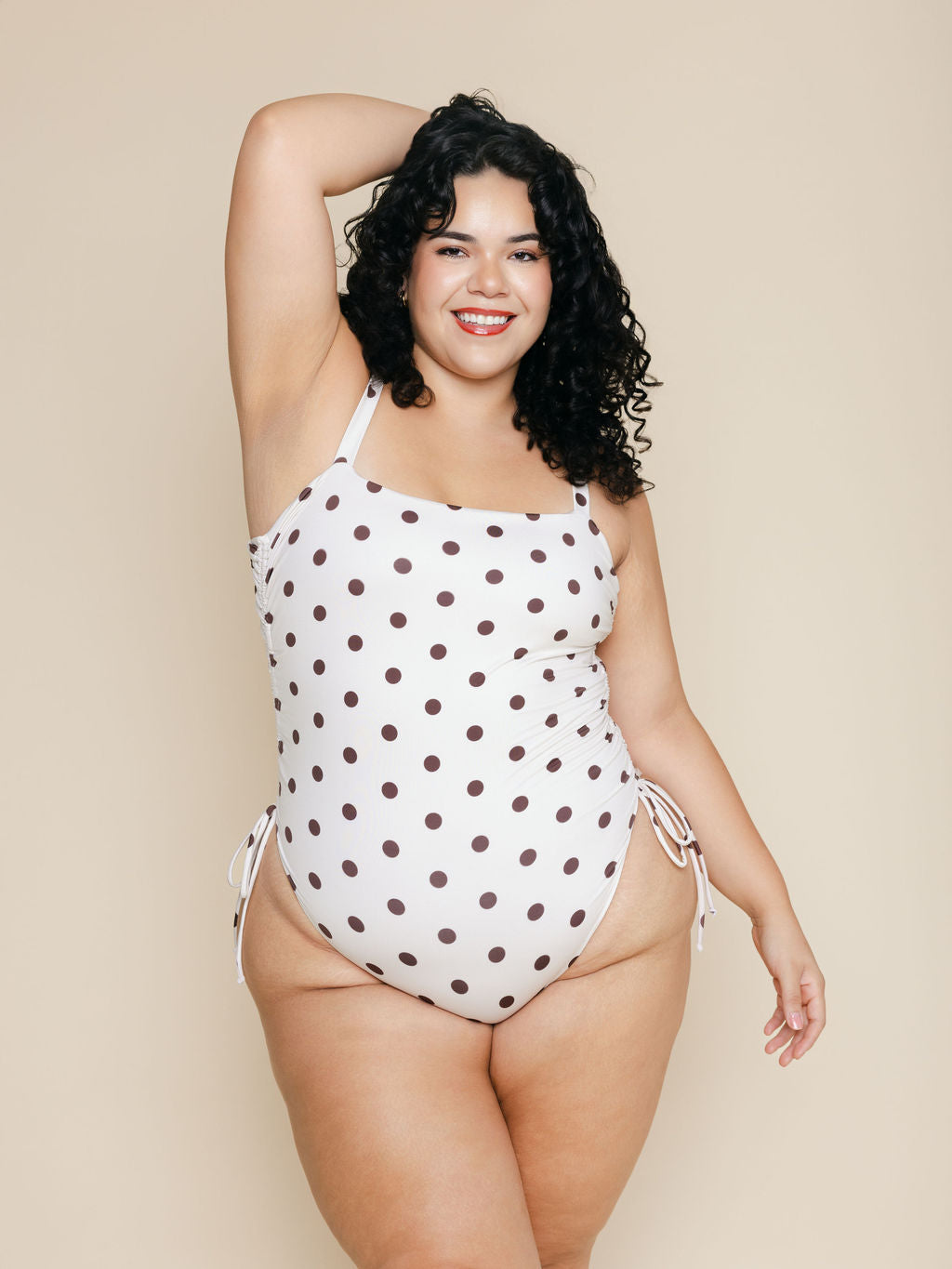 Ruched Square Neck One Piece in Bunny