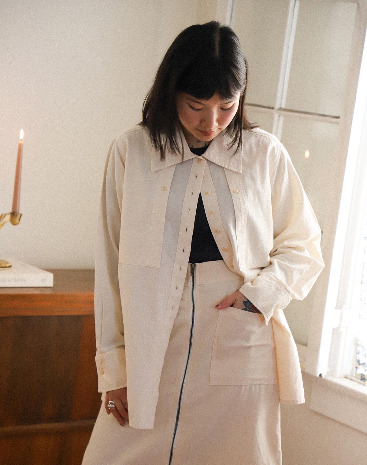 Collared Shirt in Oat Milk