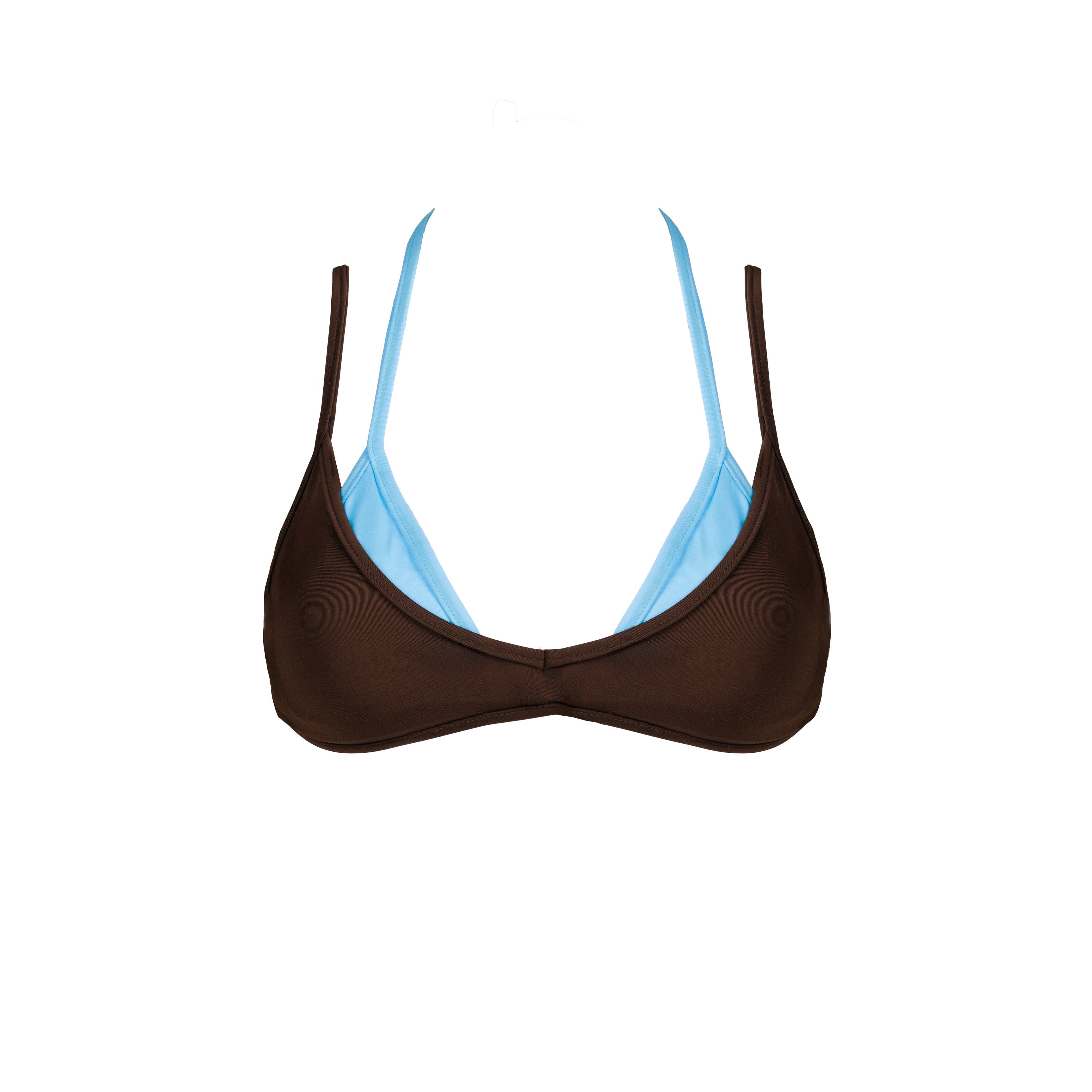 Layered Bikini Top in Brown & Blue