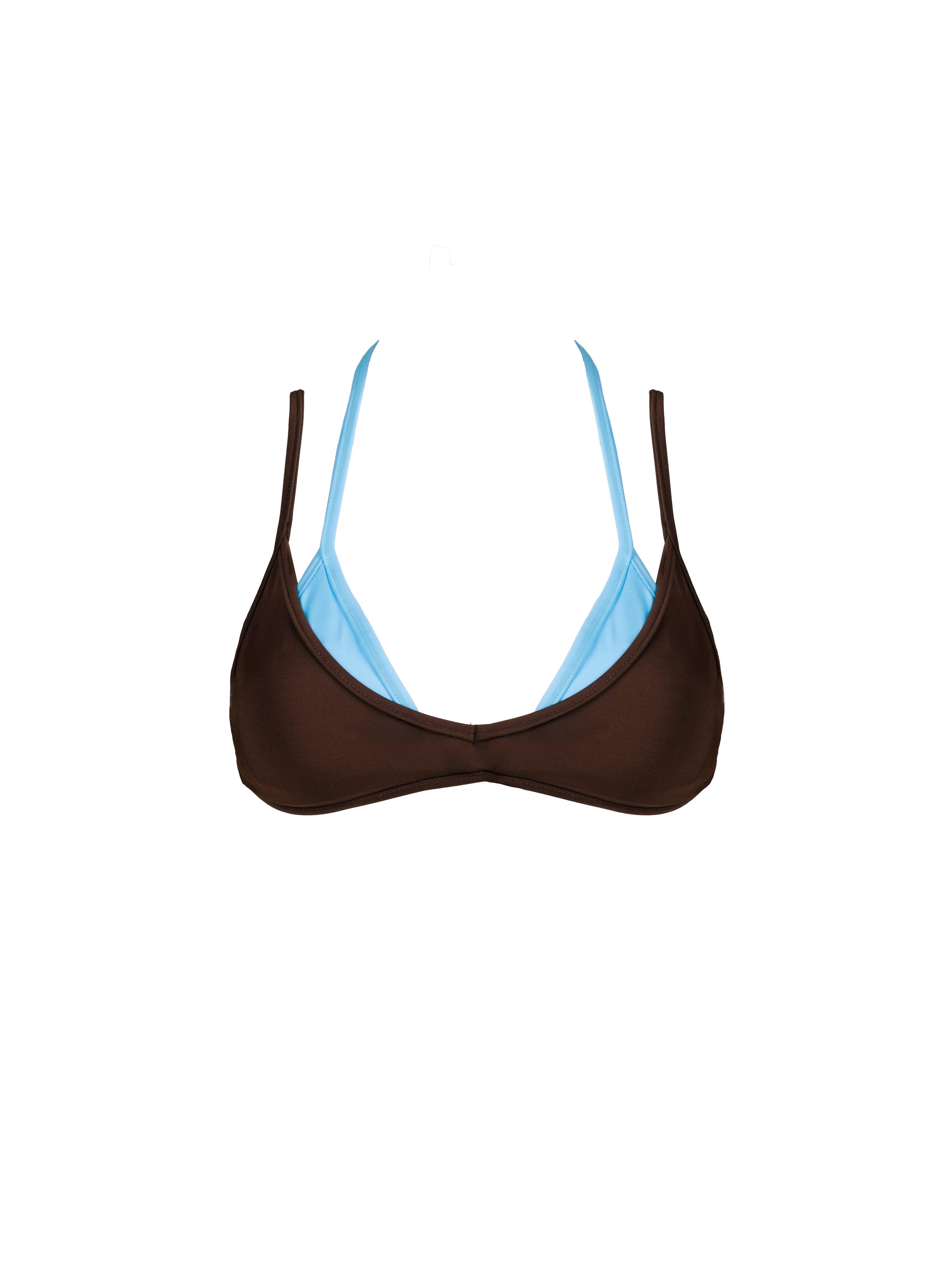 Layered Bikini Top in Brown & Blue