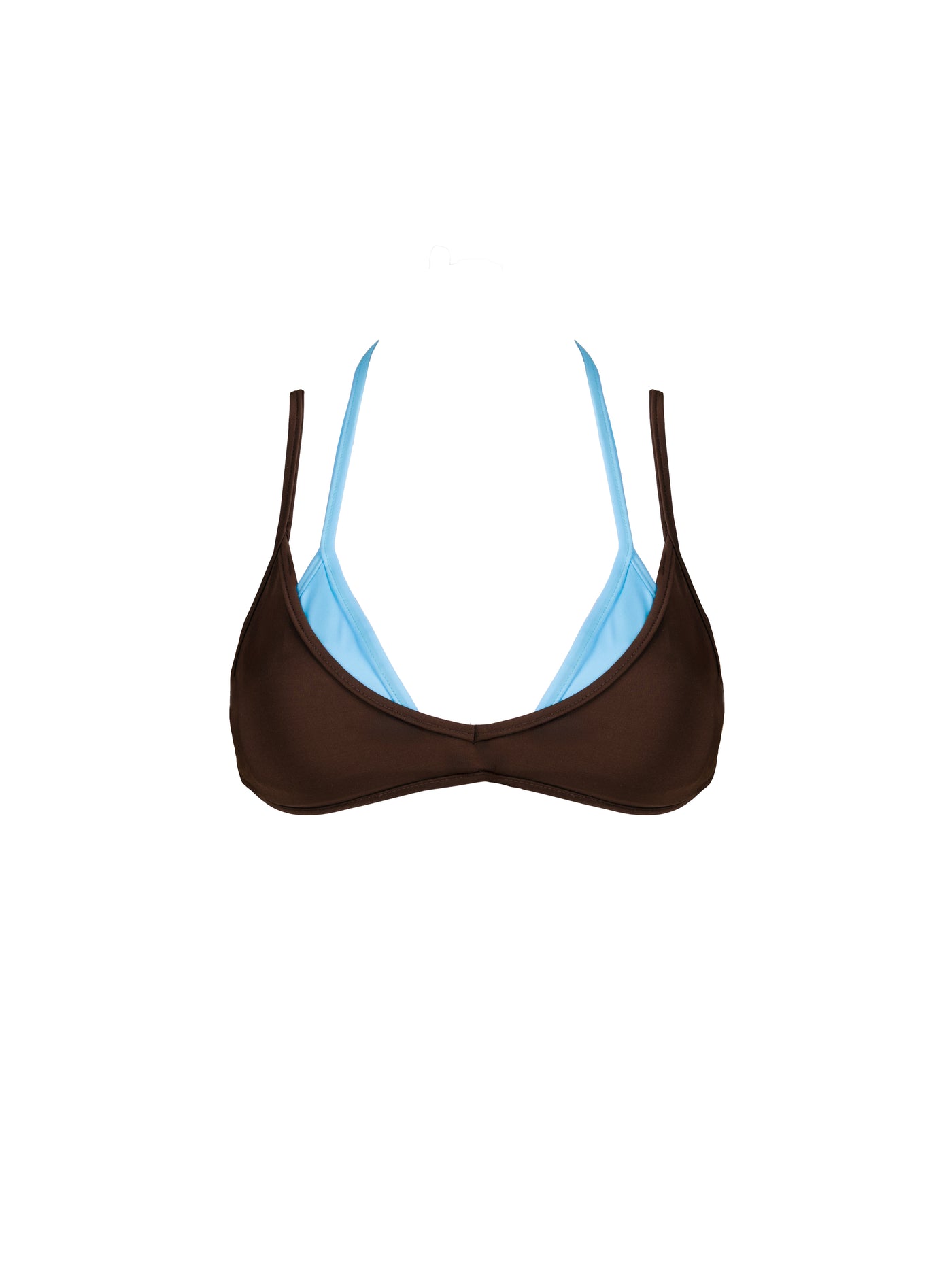 Layered Bikini Top in Brown & Blue