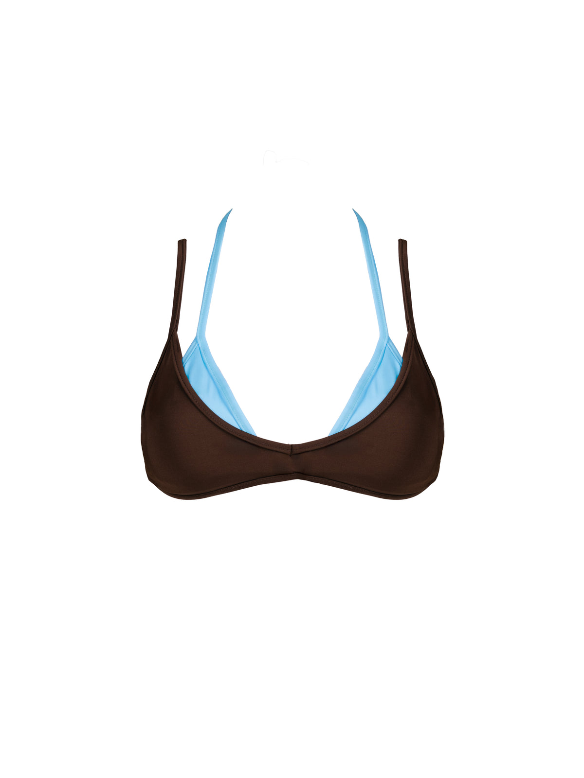 Layered Bikini Top in Brown & Blue