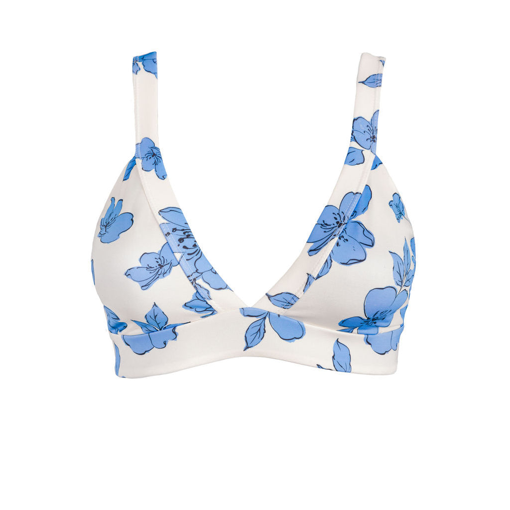 Banded Triangle Top in Blue Floral