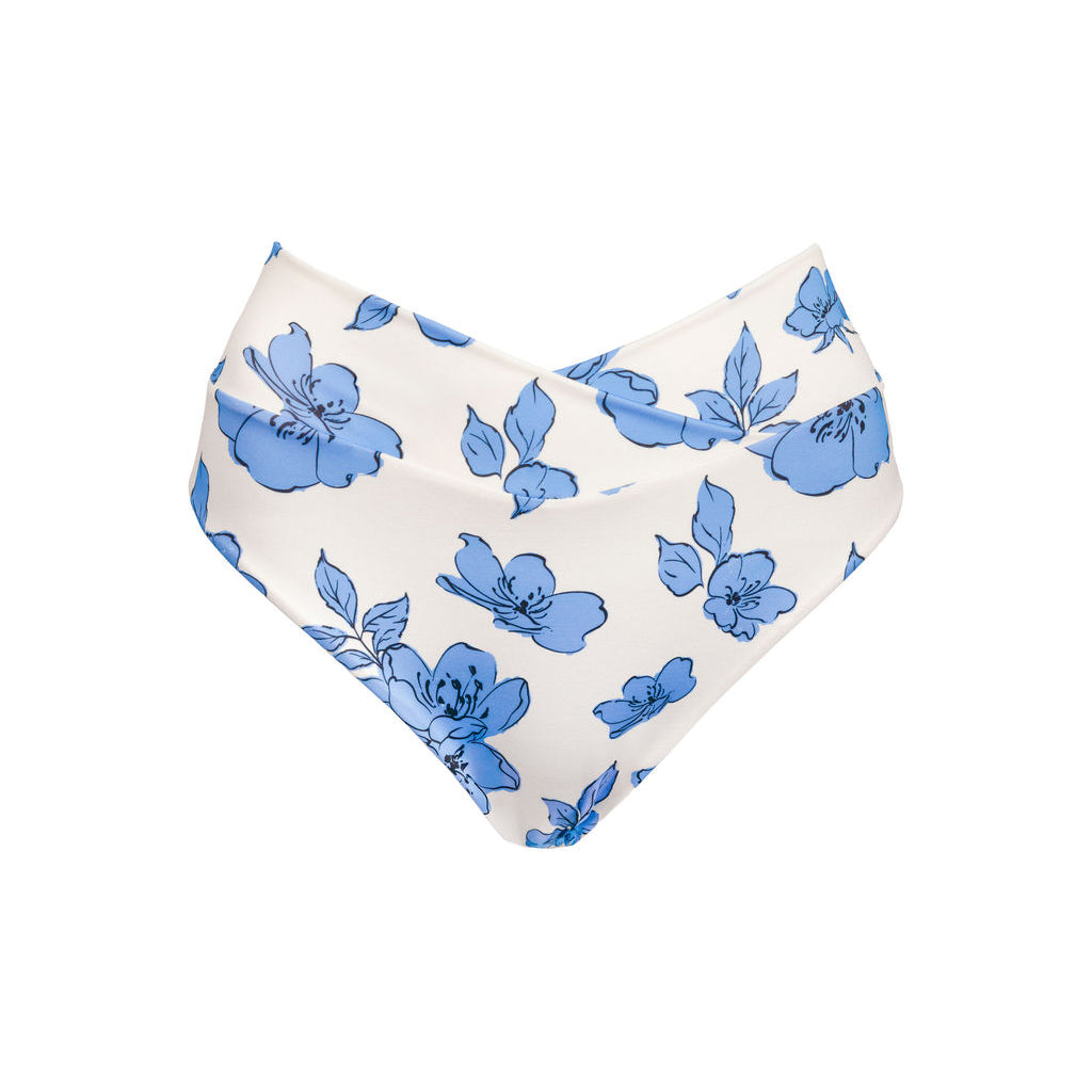 High Hip Crossover Bottoms in Blue Floral