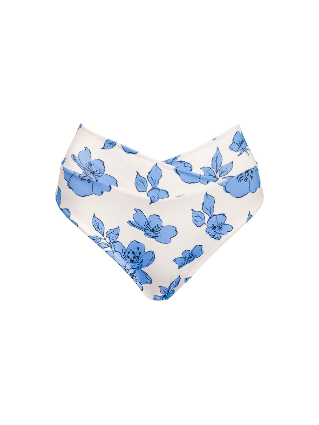 High Hip Crossover Bottoms in Blue Floral