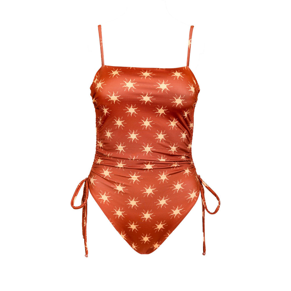 Ruched Square Neck One Piece in Solara