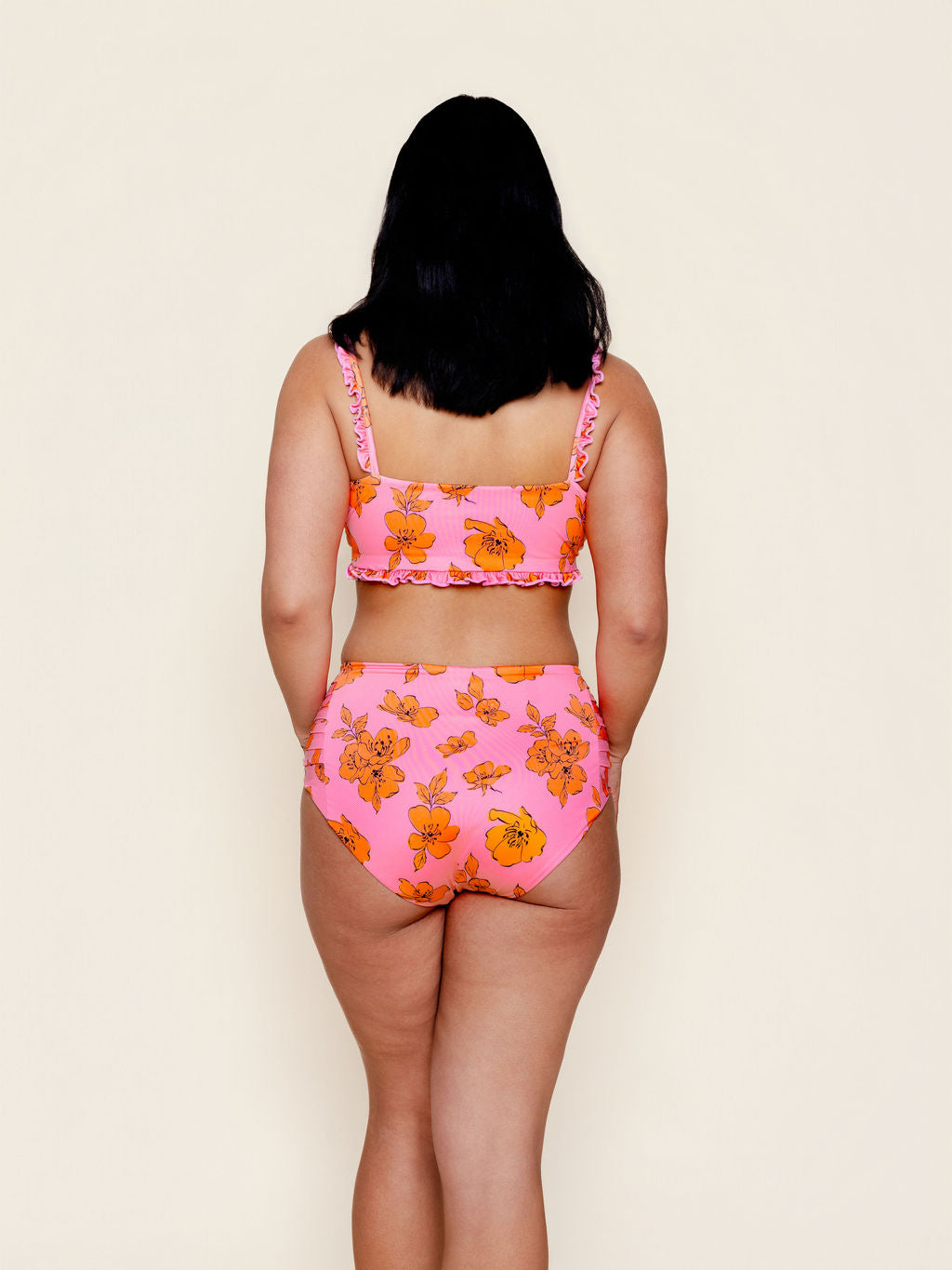 Pleated High Waisted Bottoms in Pink Floral