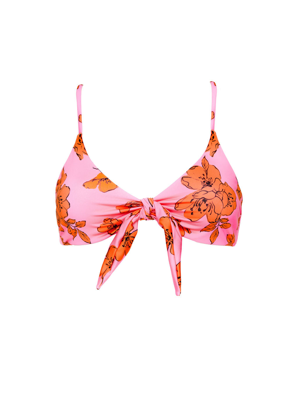 Front Tie Top in Pink Floral