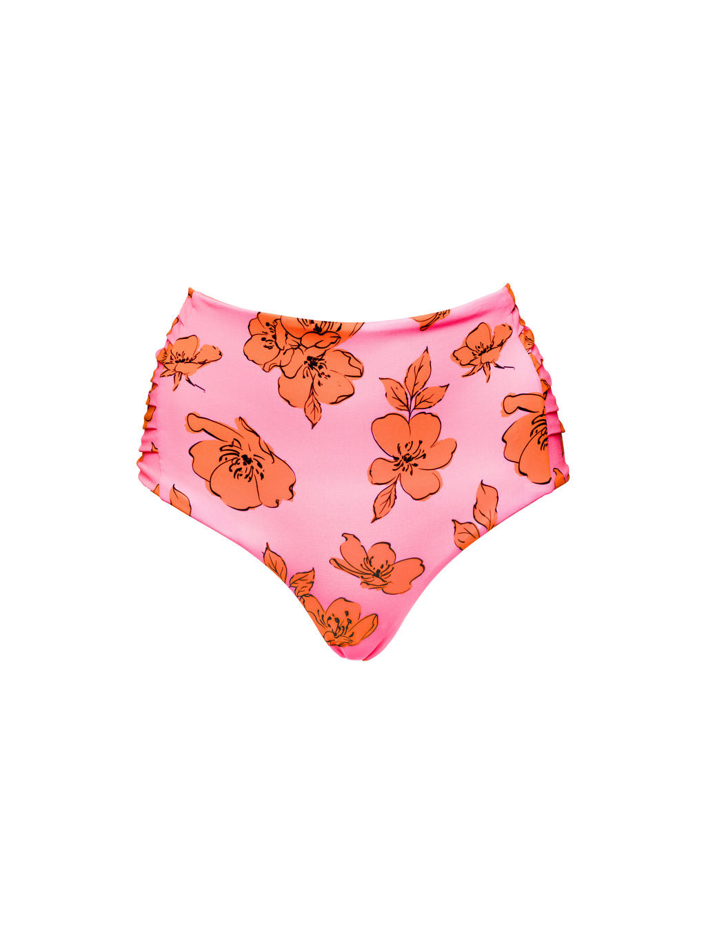 Pleated High Waisted Bottoms in Pink Floral