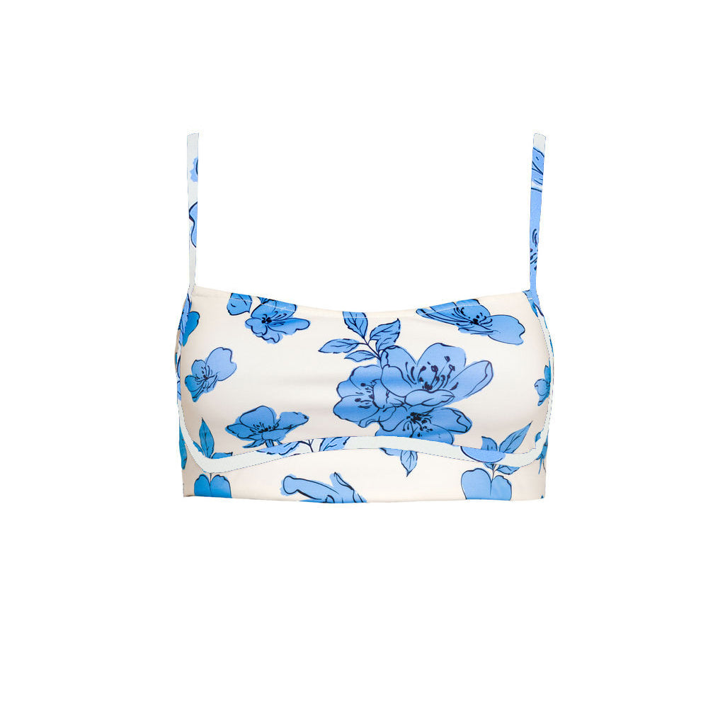 Bandeau With Piping Top in Blue Floral