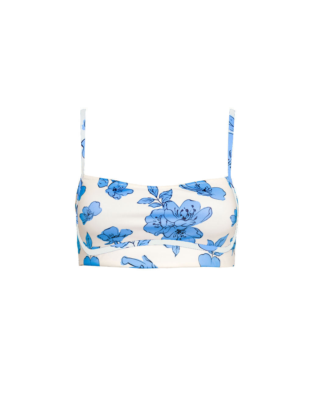 Bandeau With Piping Top in Blue Floral