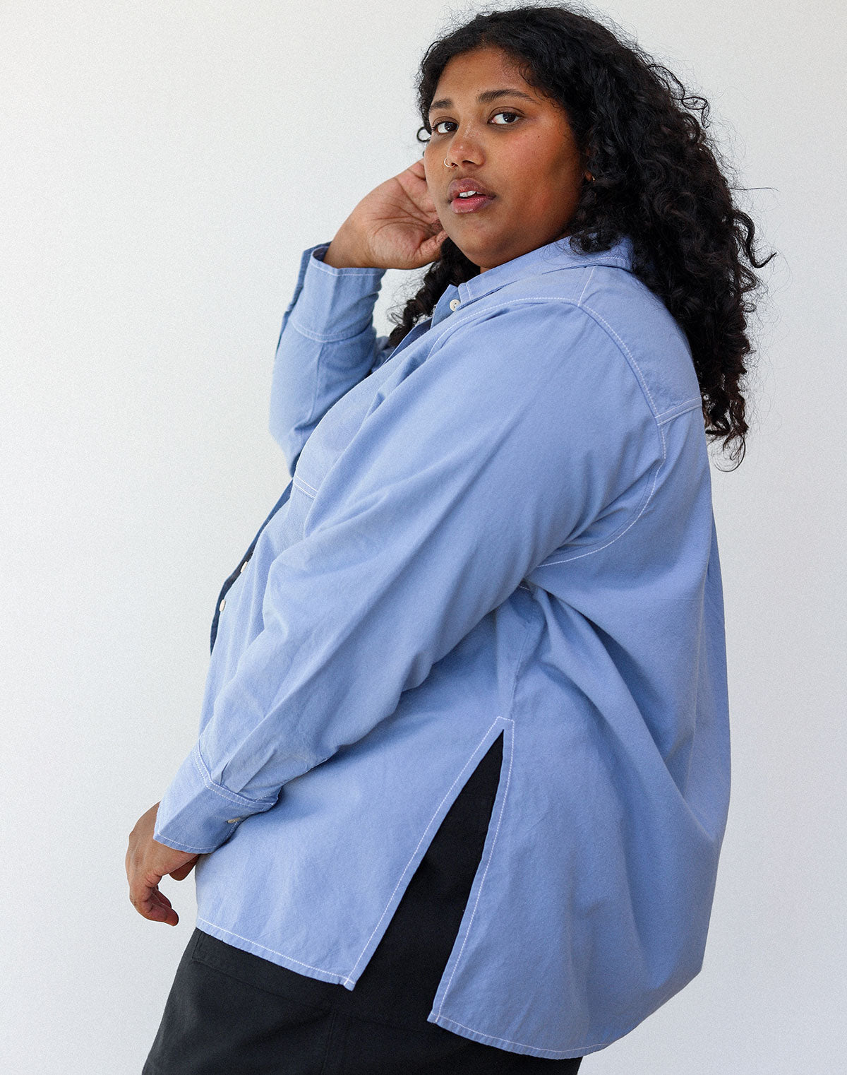 Collared Shirt in Pebble Blue