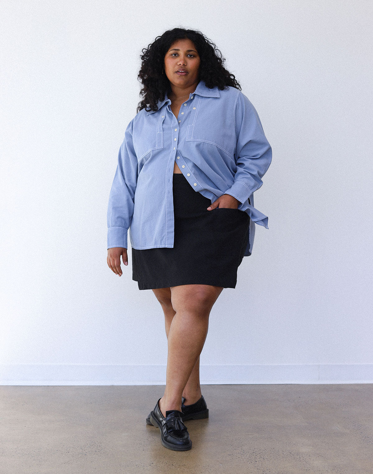 Collared Shirt in Pebble Blue