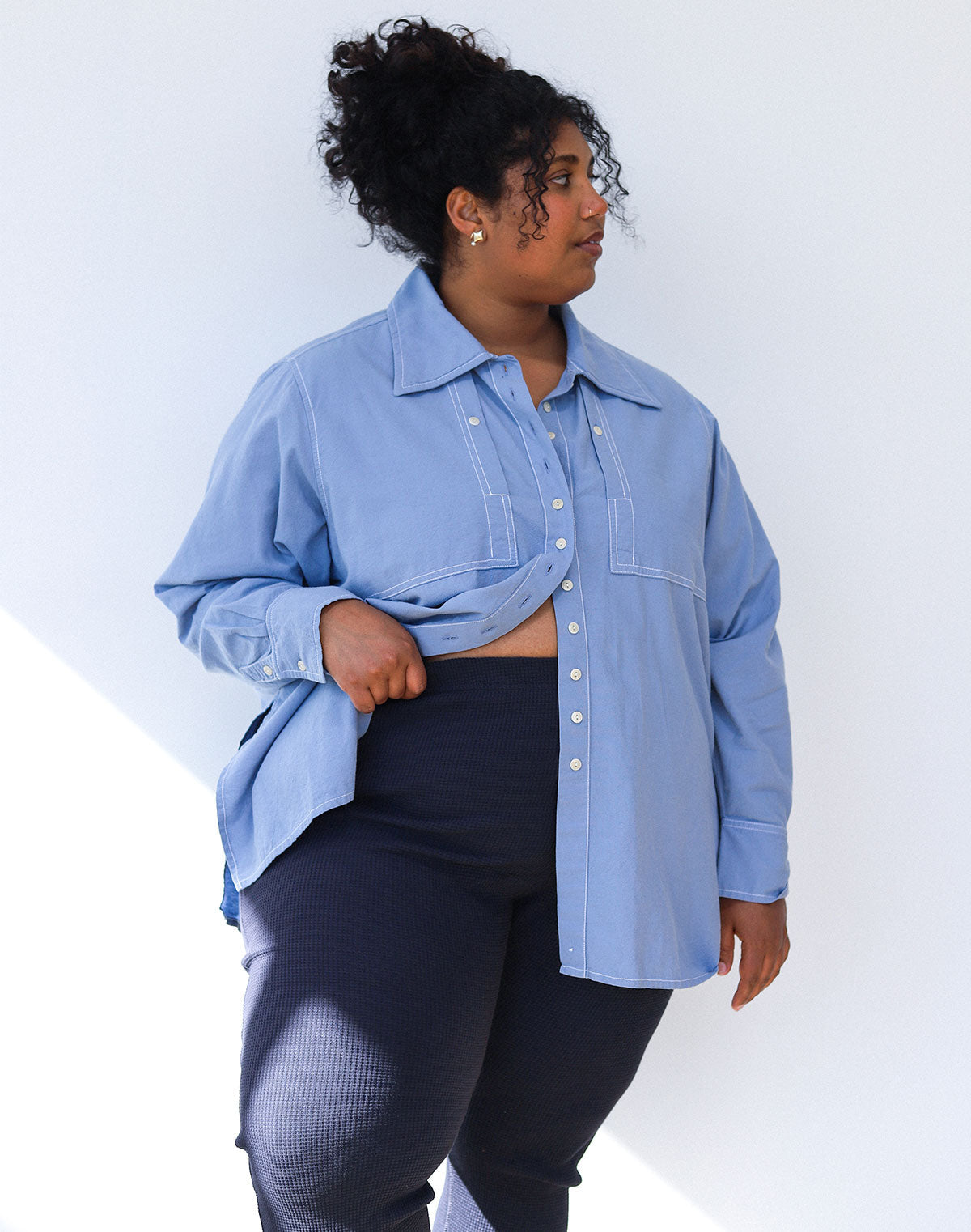 Collared Shirt in Pebble Blue